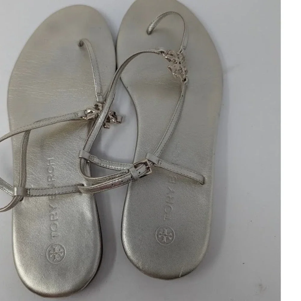 Tory Burch Capri Sandals Metallic Finish ankle straps Women's‎ sz 8
